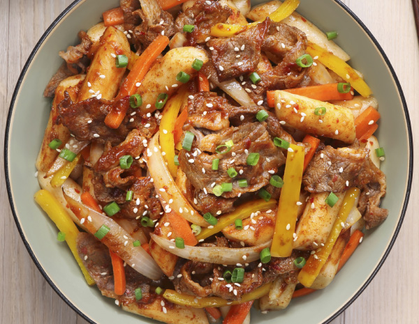 Spicy Korean Rice Cakes with Ground Beef Celiac Recipes